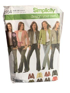 Simplicity 4954 Women's Jacket Sewing Pattern Size 4 6 8 10 2004